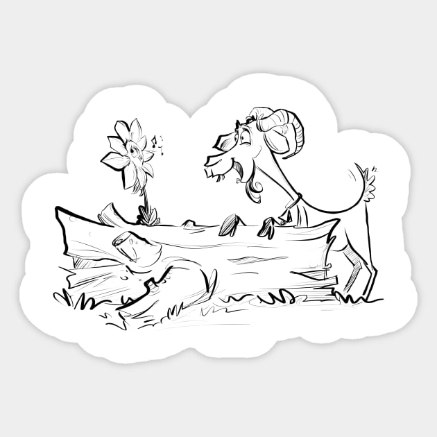 Goat & flower Sticker by Jason's Doodles